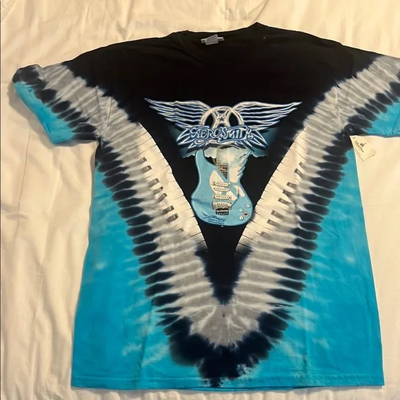 NWT Official Disney Parks Aerosmith Rockin Roller Coaster Graphic Tie-Dye Tee - Picture 1 of 5